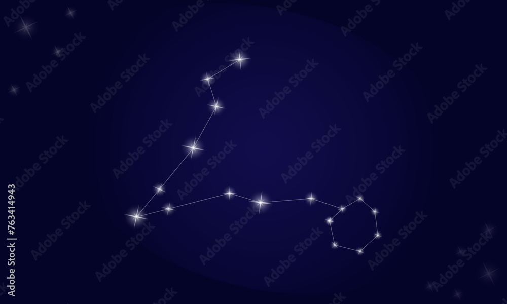 Fototapeta premium Constellation Pisces. On a blue background there is a constellation of Pisces with shining stars. Vector illustration EPS10.