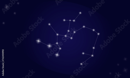 Constellation Sagittarius. On a blue background, the constellation Sagittarius with shining stars.