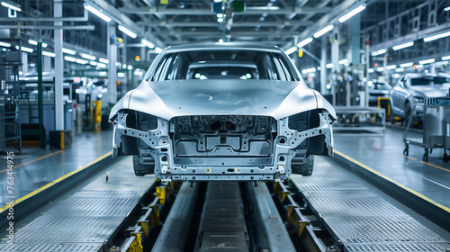 Automotive production line. Modern car factory. 