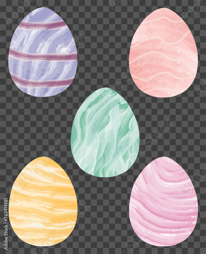 Set of Easter eggs. Drawn in watercolor. Vector illustration EPS10.