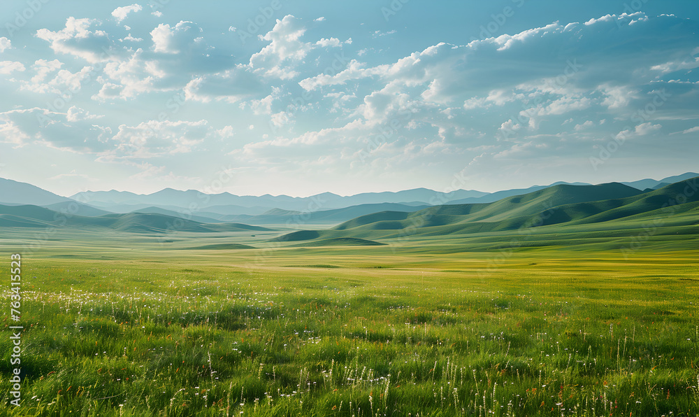 The grassland, on the clean background.