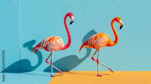 Two flamingo toys