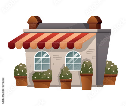 Image of Italian houses and courtyards. This illustration captures the essence of Italian architecture with a colorful twist, combining creative design elements. Vector illustration.