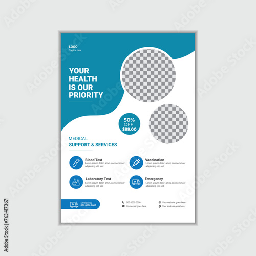 Corporate healthcare and medical flyer or poster design layout
