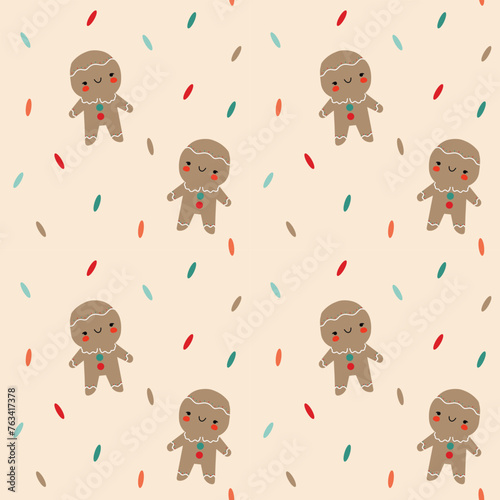 Pattern with gingerbread men. Perfect for fabric, wallpaper, wrapping paper, scrapbooking projects.