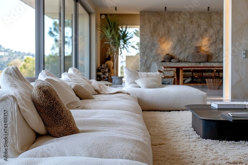 Close-up of luxurious design living room in a contemporary, modern mediteranean villa © interior