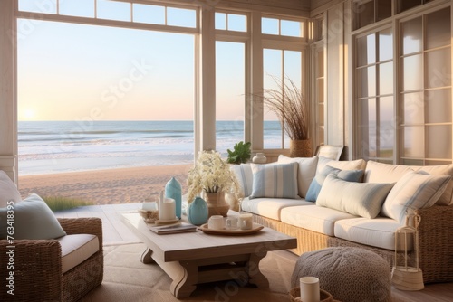 A beach house scene that embodies the charm and relaxation of coastal living © KerXing
