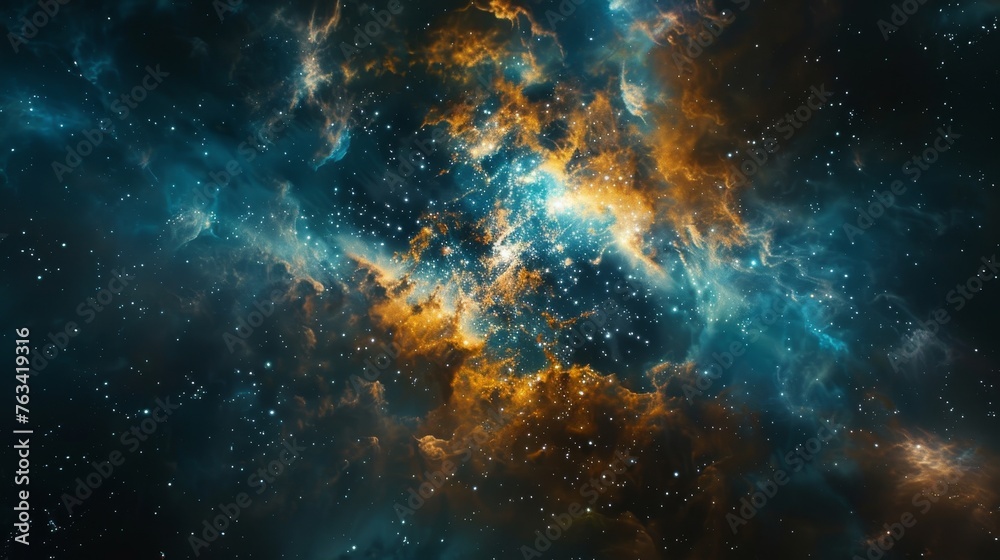 Mystical Star Nebula Background A mystical and vibrant star nebula - obrazy, fototapety, plakaty 