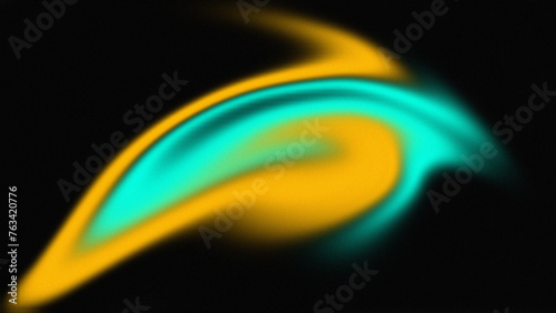 Yellow  turquoise  and black grainy noise texture gradient background