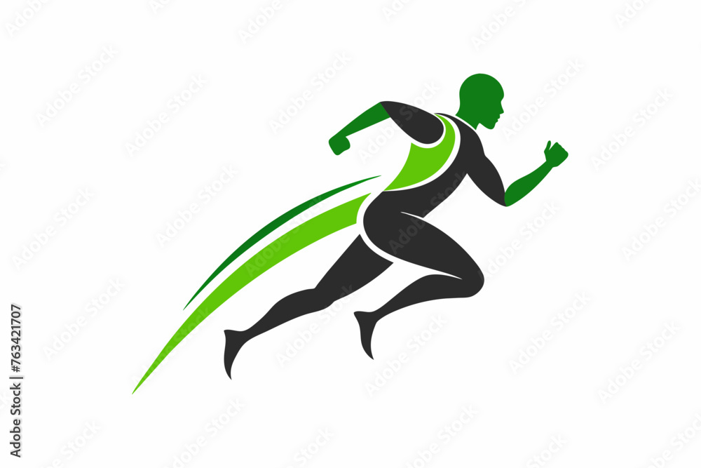 Sports runner logo vector art illustration 