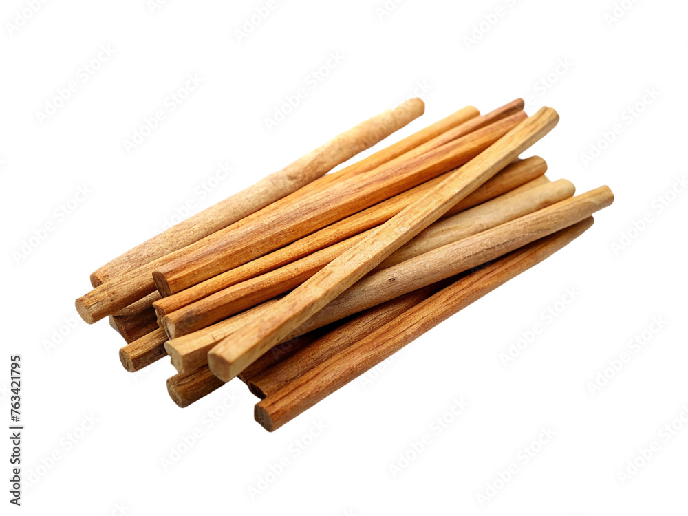 Wooden sandalwood sticks. isolated on transparent background.