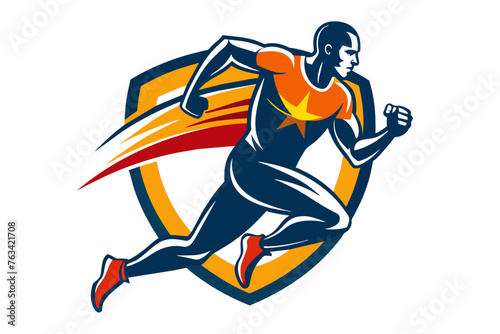 Sports runner logo vector art illustration 