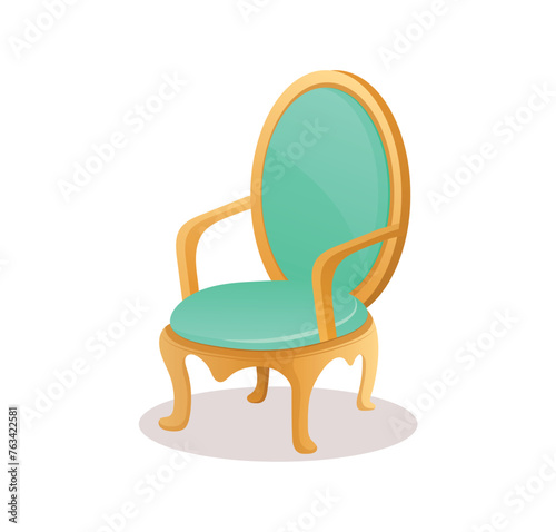Image of a colorful chair. This fascinating illustration captures the elegance of an old-fashioned armchair, expertly crafted with a traditional design. Vector illustration.