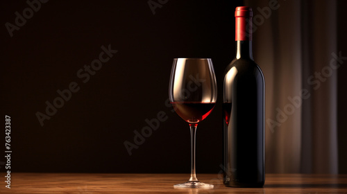 A clipart of a glass of red wine and a wine bottle, perfect for wine-related designs.