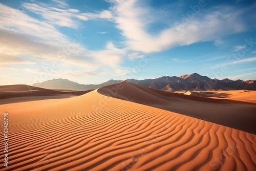 Rolling sand dunes stretching across a desert natural landscape