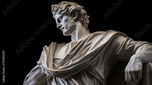 Heroic figure statue chiseled physique and laurel wreath in hand