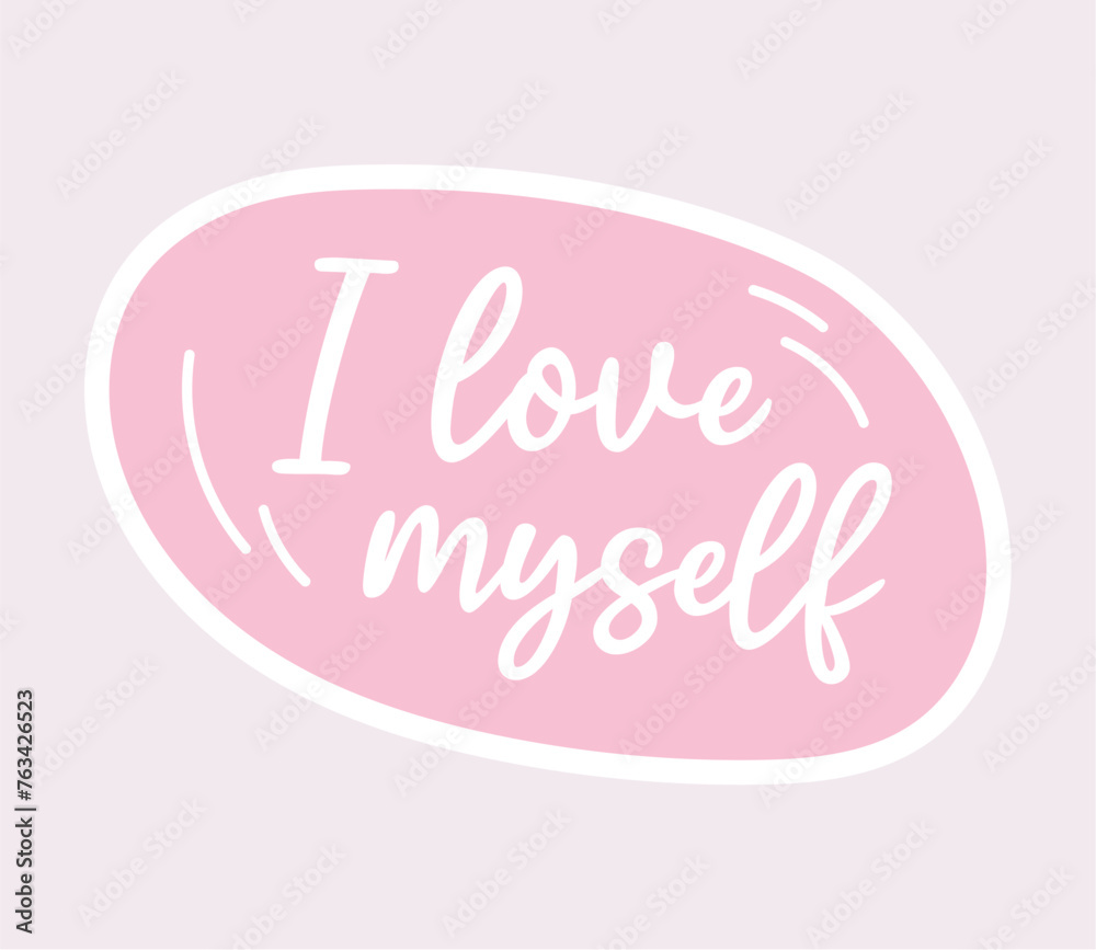 Body positive sticker image. Against a clean and pristine pink background, the cute 
