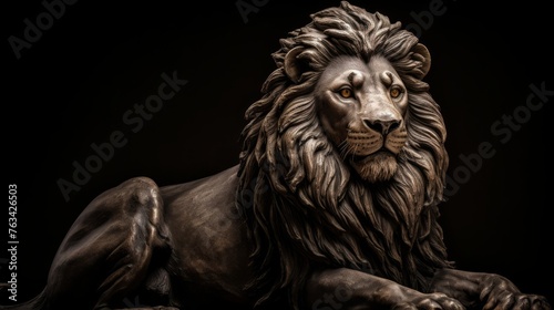 Regal lion in classical statue rendered with lifelike exquisite detail