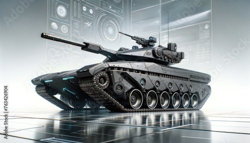 Modern tank with schematic representation photo