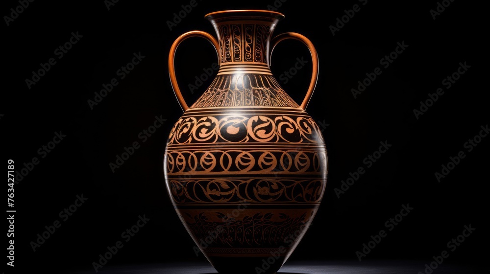 Intricate textile and fabric designs from ancient Greece depicted on amphora