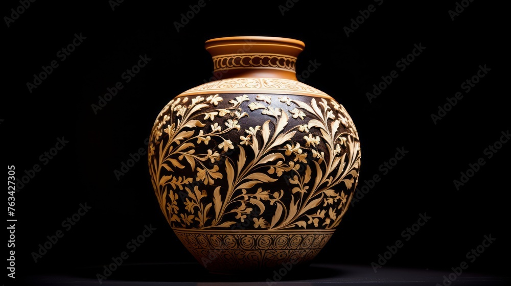 Adorned with detailed patterns inspired by Mediterranean natural world on amphora