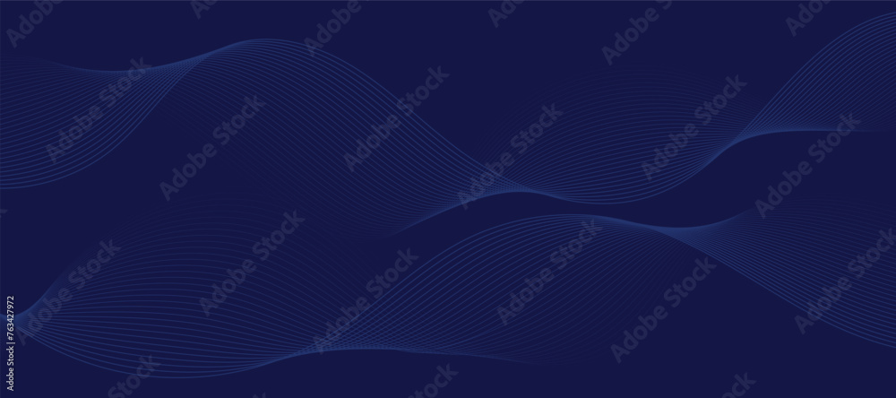 Abstract vector blue background with wavy lines. Waves illustration.