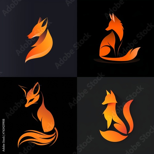 A HD-captured image of a minimalistic fox silhouette, embodying cunning and agility for a flat logo design.