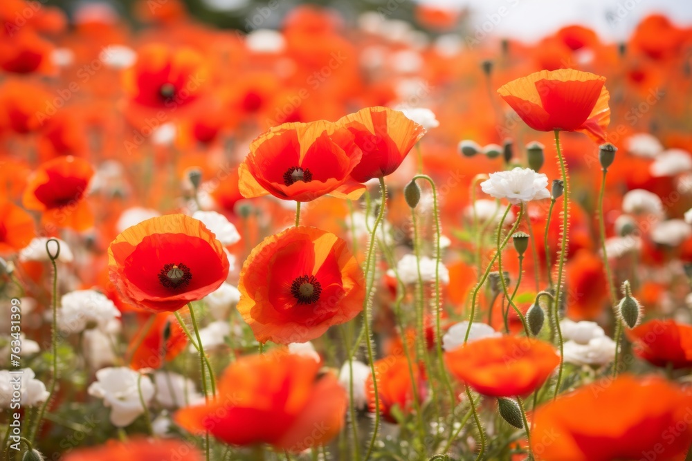 Obraz premium A field of wild poppies creating a vibrant and captivating background