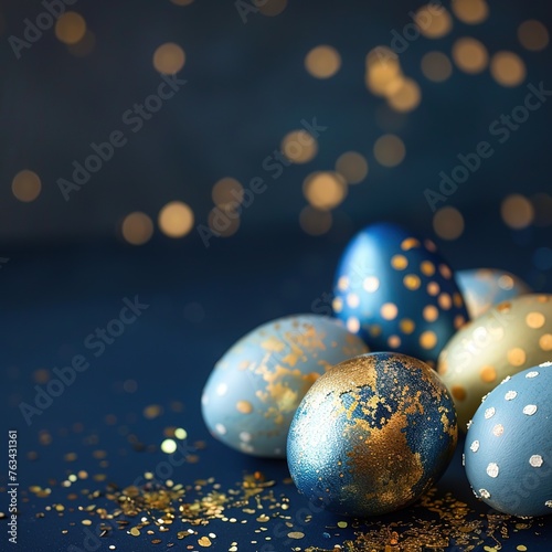 Golden and blue easter eggs