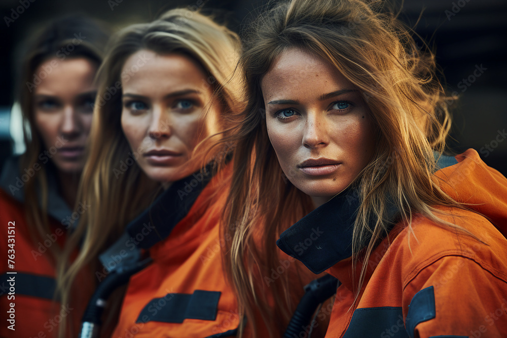 Generative AI photo image of rescuers saving people in mountains dangerous extremely risky winter ski sport