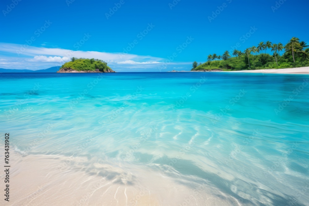 A pristine beach with clear blue waters, serving as a reminder of the need for regular water quality checks in coastal areas