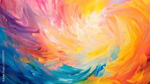 An abstract swirl painting featuring a dynamic blend of vivid colors creating a visually captivating spiral effect.