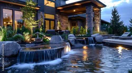 Outdoor home modern water feature fountain waterfall