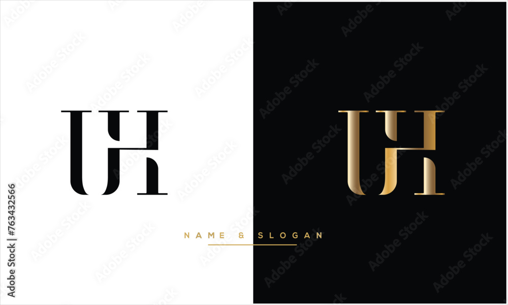 UH, HU, U, H, Abstract Letters Logo Monogram