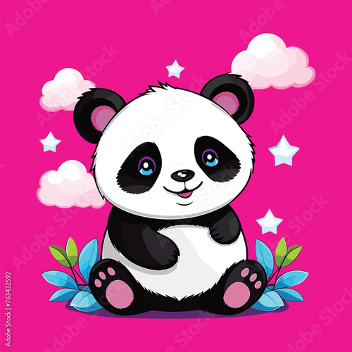 lazy cute panda mascot character design