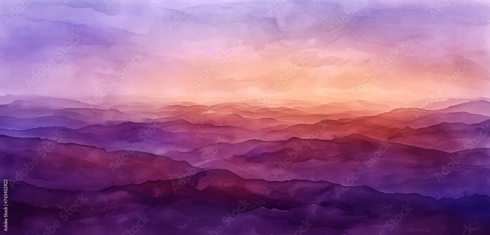 Digital watercolor representation of a desert landscape with deep burgundy sands beneath a soft lavender twilight sky