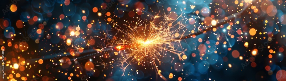 Sparkling sparklers and bokeh lights in the background Sparkling sparklers and bokeh lights in the background