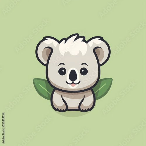 A charming and simple vector logo of a curious koala  featuring a flat illustration style that radiates warmth and friendliness.