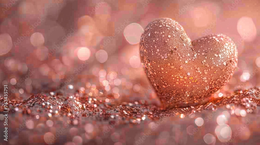 Rose gold abstract heart shape background