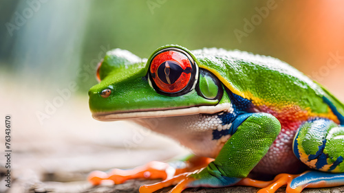 Closeup of a red-eyed tree frog (Hyla arborea)