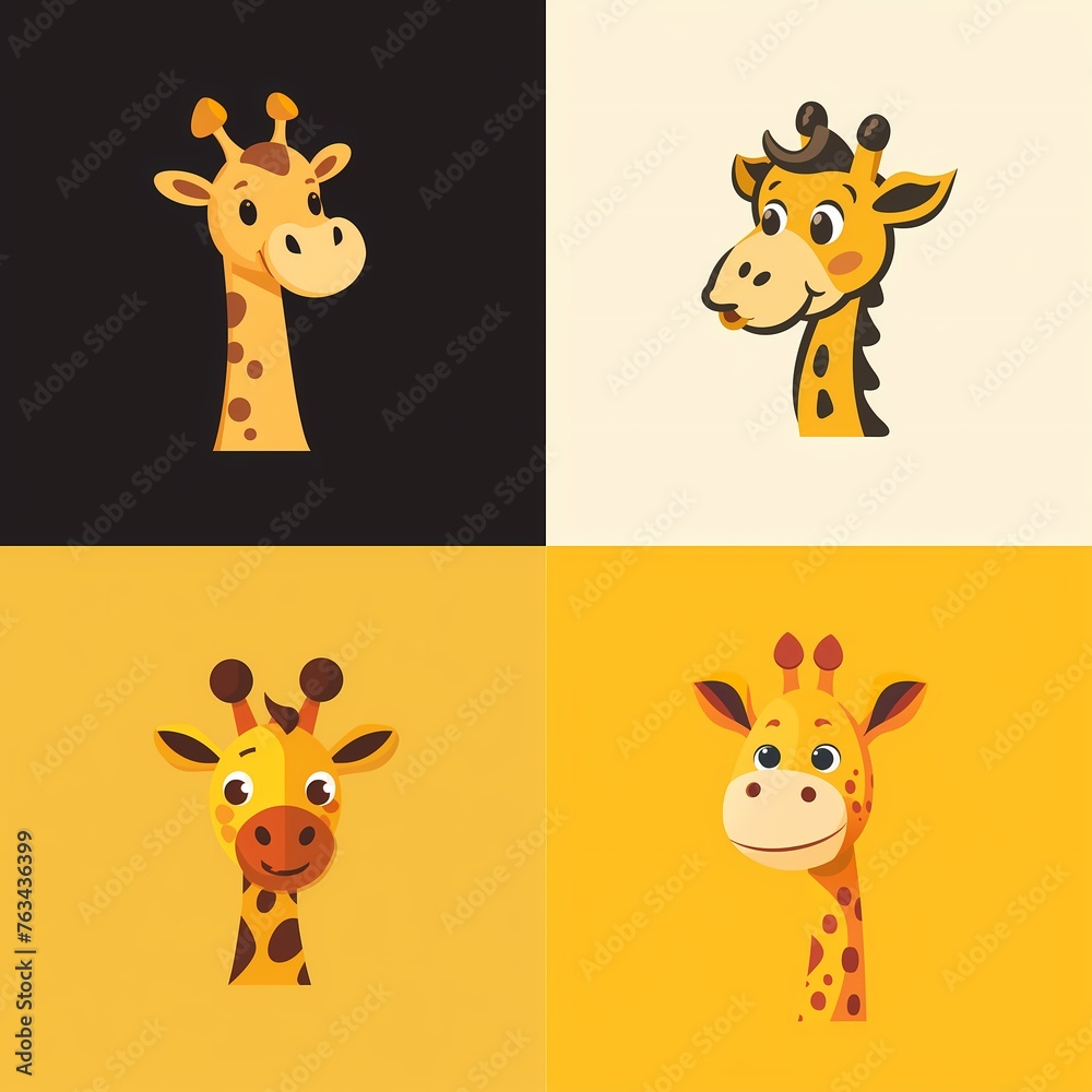 A charming and simple vector logo of a smiling giraffe, using a flat illustration style to highlight its gentle nature.