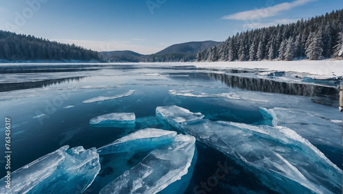 Frozen lake in Ukraine 