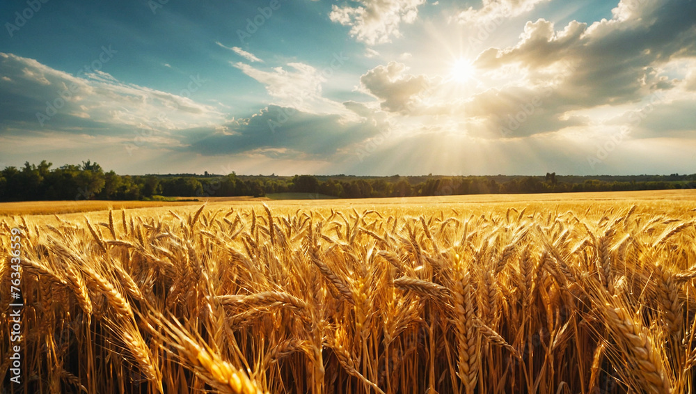 Golden wheat harvest  - obrazy, fototapety, plakaty 