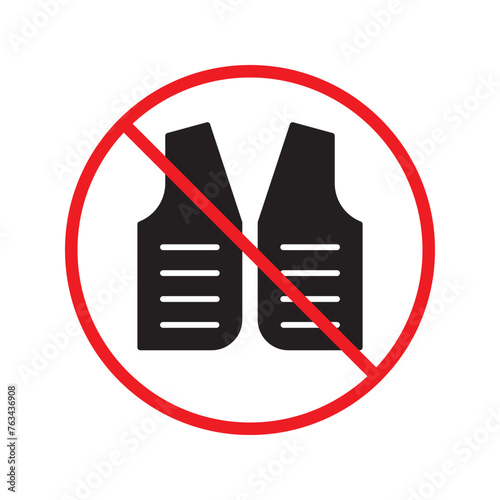 Forbidden safety vest icon. Do not use sonstruction vest flat sign design. Vest symbol pictogram. Warning, caution, attention, restriction, danger symbol pictogram photo