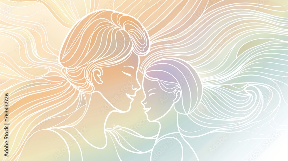 An abstract illustration of a mother and child in a tender embrace, with flowing lines and soft hues symbolizing their unbreakable bond. An abstract illustration of a mother and child in a tender embrace, with flowing lines and soft hues symbolizing their unbreakable bond.