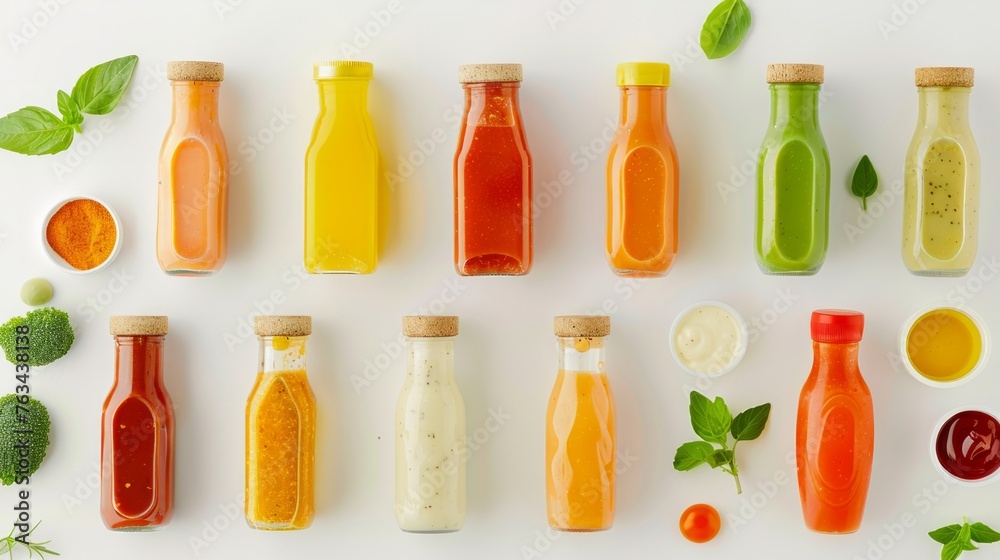 A diverse group of bottles filled with various types of juice, showcasing an array of colors and flavors A diverse group of bottles filled with various types of juice, showcasing an array of colors and flavors