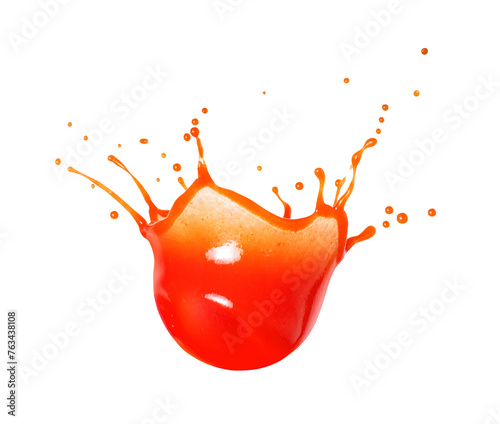 Splashes of fresh tomato juice isolated on white background