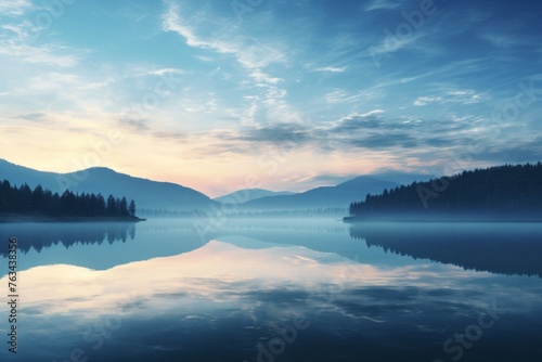 Tranquil and soothing background with a calm and reflective lake