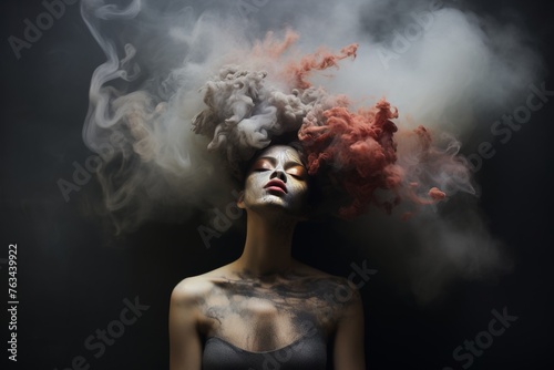 Cloud sculpted human head merges ethereal and earthly elements in captivating nature artistry