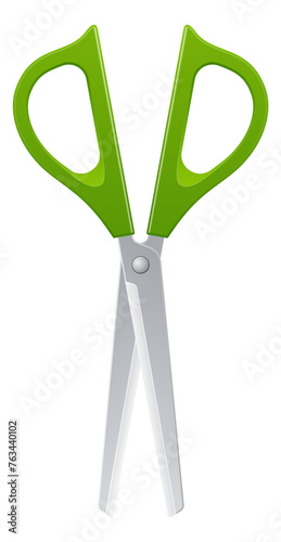 Scissors with plastic handles. Realistic cutting tool supply